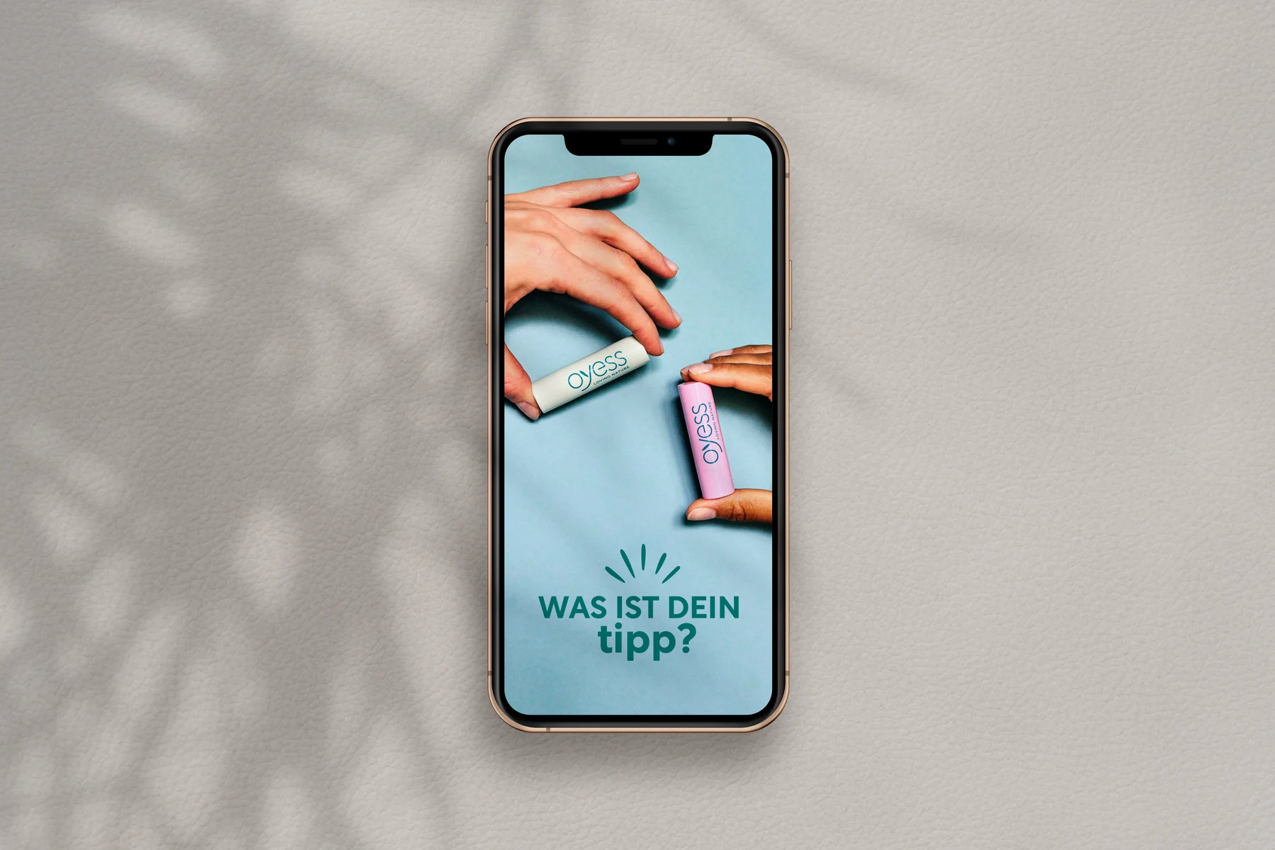 Social Media Feed Design für OYESS auf Smartphone