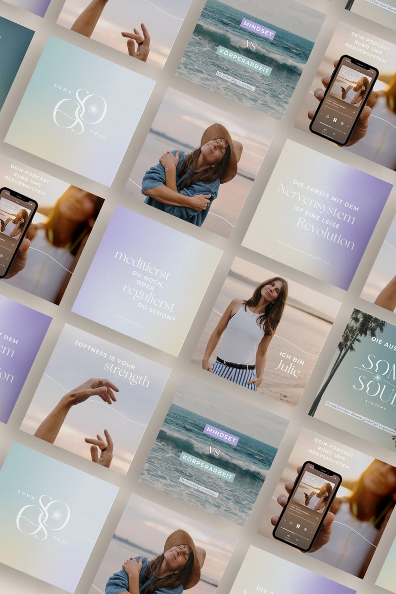 Instagram Design für die Somatic Business Academy. Klarer Social Media Auftritt für Nervensystemarbeit und Business Transformation.