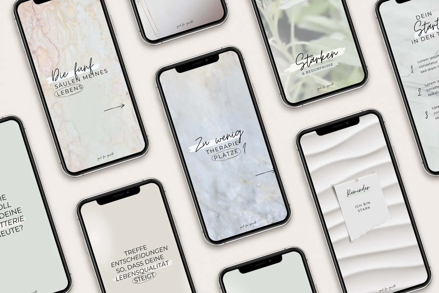 Branding und Instagram Design für Coaching und Persönlichkeitsentwicklung. Individuelle Templates für einen klaren Markenauftritt.